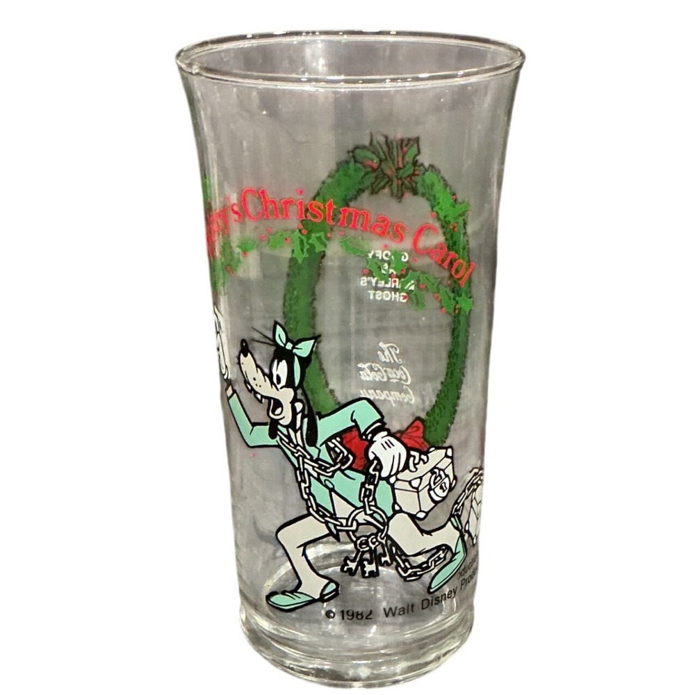 Vintage 1982 Coca-Cola Christmas Carol Goofy Glass Holiday Collectible